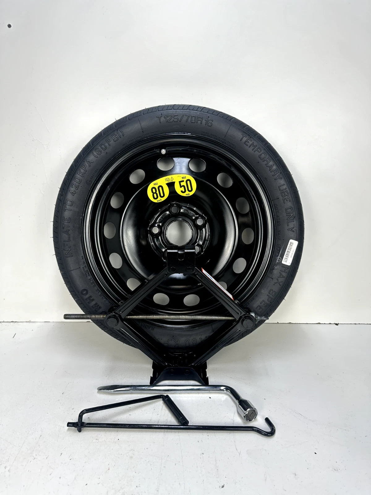 SPARE TIRE W/JACK KIT 16" FITS 2014-2019 VOLKSWAGEN GOLF COMPACT DONUT .