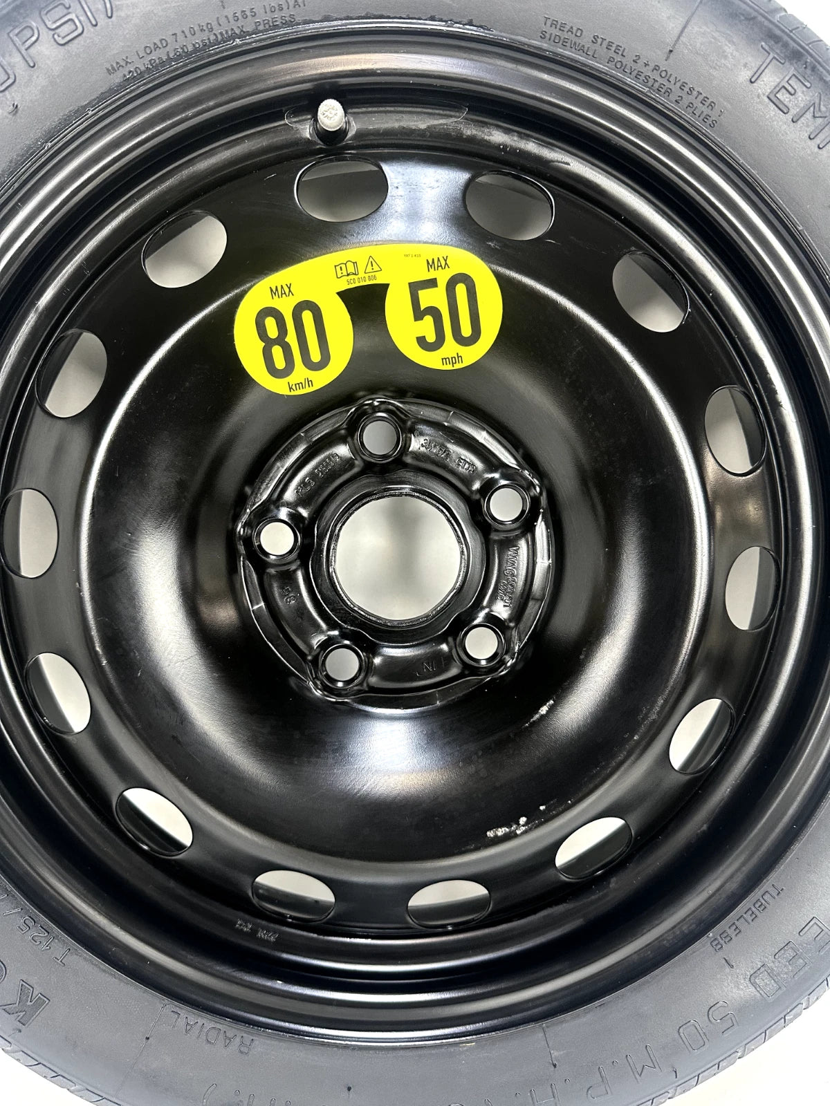 SPARE TIRE W/JACK KIT 16" FITS 2014-2019 VOLKSWAGEN GOLF COMPACT DONUT .