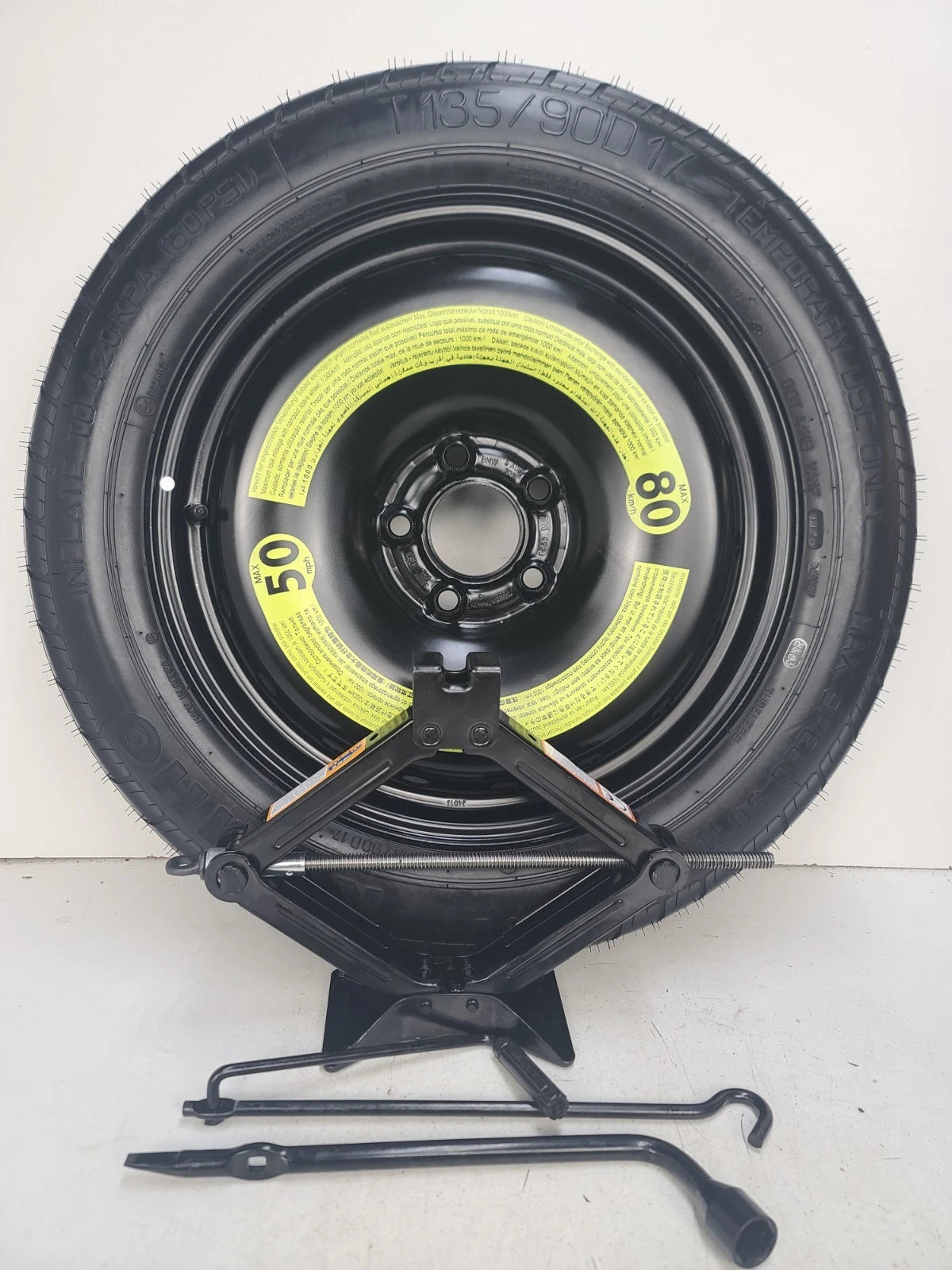 SPARE TIRE W/JACK KIT 17" FITS 2013 MINI COOPER PACEMAN COMPACT DONUT