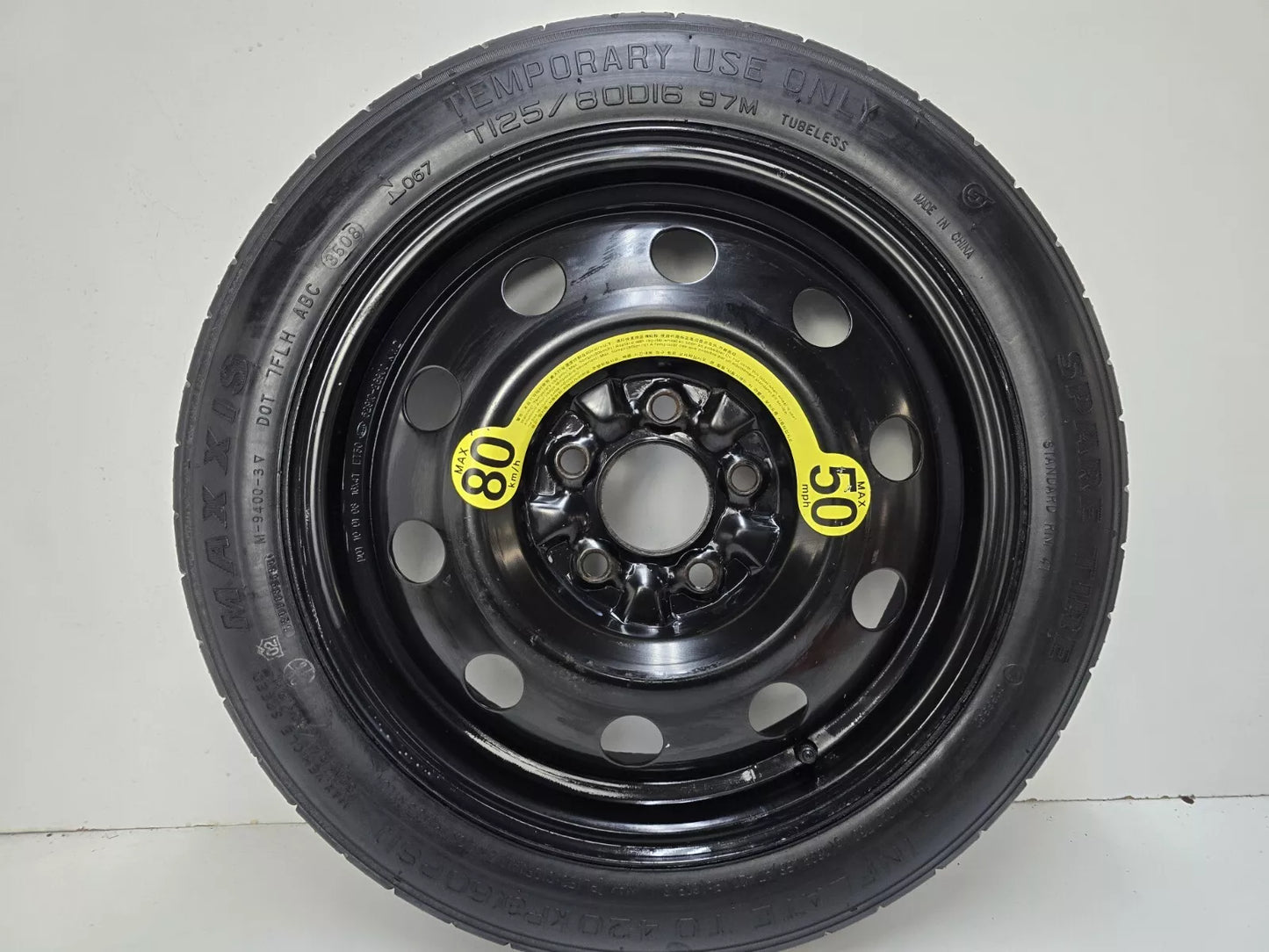 SPARE TIRE W/JACK KIT 16" FITS 2011 KIA OPTIMA DONUT .