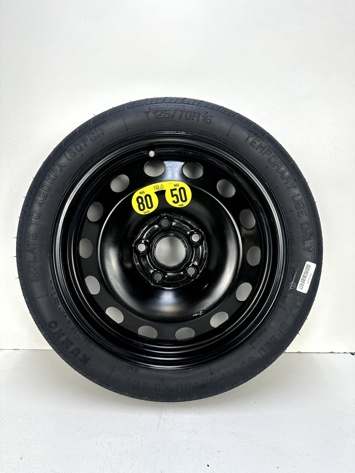 SPARE TIRE W/JACK KIT 16" FITS 2014-2019 VOLKSWAGEN GOLF COMPACT DONUT .